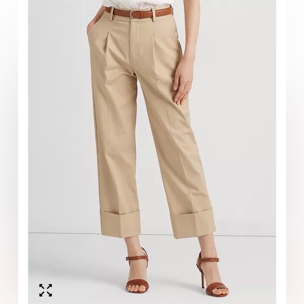 Lauren Ralph Lauren sz 22W tan pleated cuffed trousers NWT
